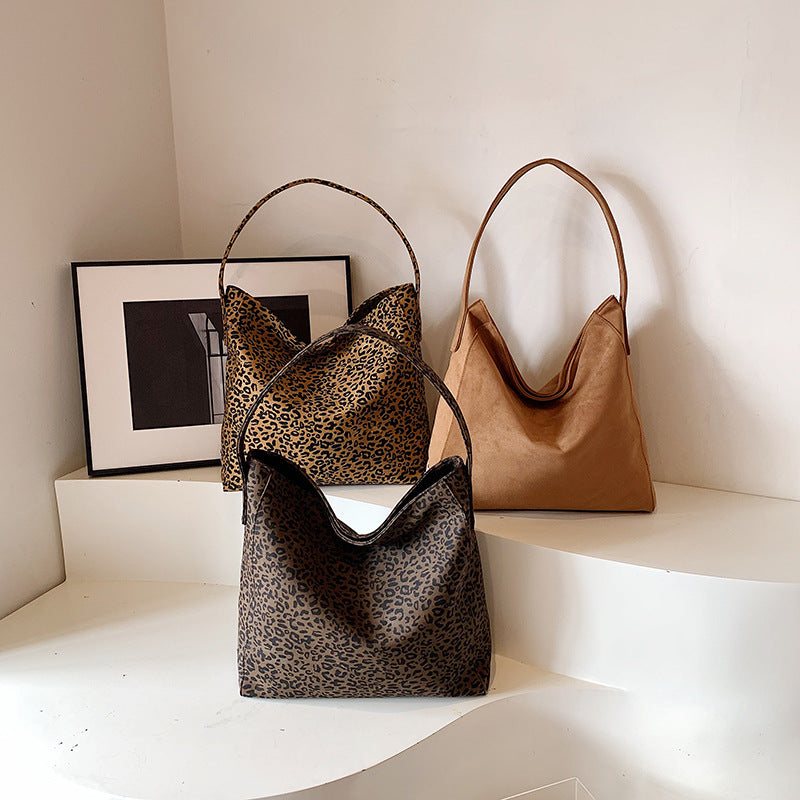 Sac cabas tendance grande capacité à imprimé léopard pour femme