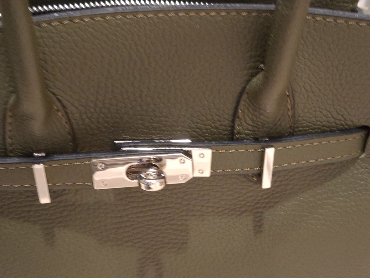 Sac à main Birkin Kaki Olive en cuir véritable - vue extérieure