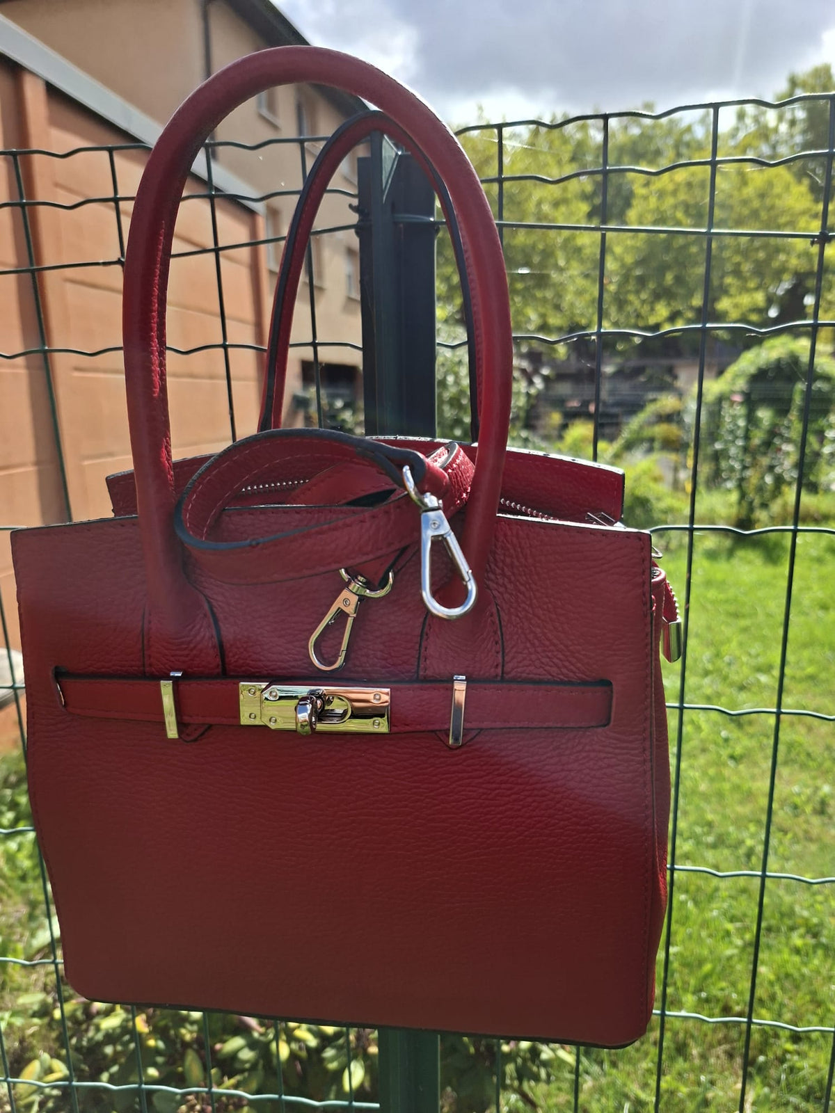 Sac à main Birkin Rouge en cuir véritable - vue de face