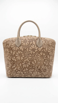 Sac cabas structuré en cuir suédé imprimé motif dentelle – Made in Italy