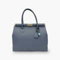 Sac à main cuir véritable bleu azur style Trapèze - EraBags Made in Italy