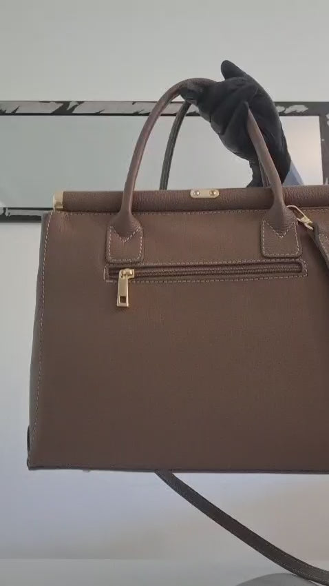 Sac à Main Cuir Véritable Style Birkin — Rouge — Fabriqué en Italie